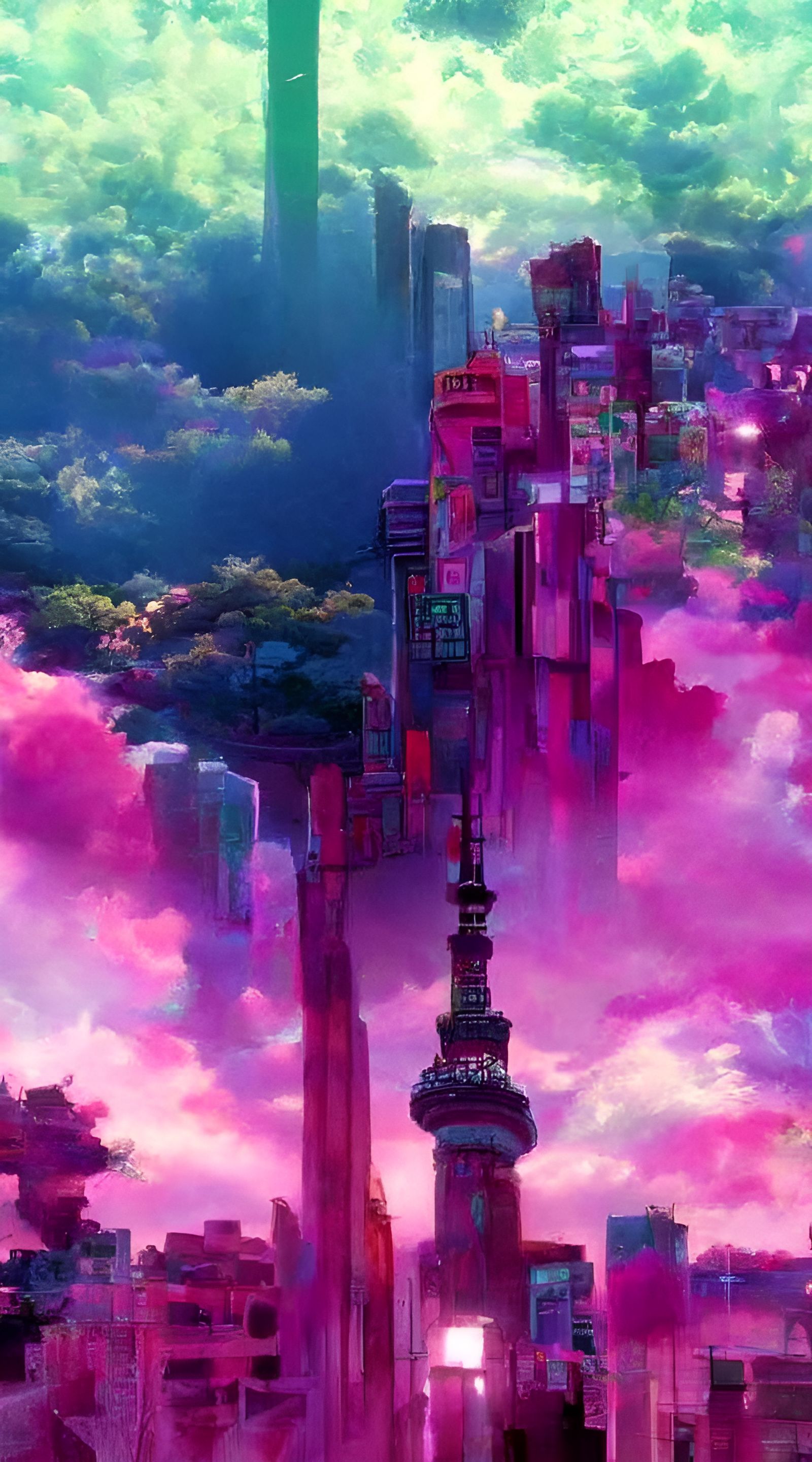 Anime Cityscape with Neon Lights