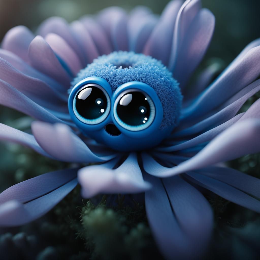 cute blue flower creature