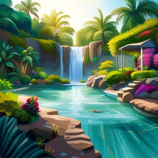 Paradise Oasis: Luxurious Pool with Waterfall