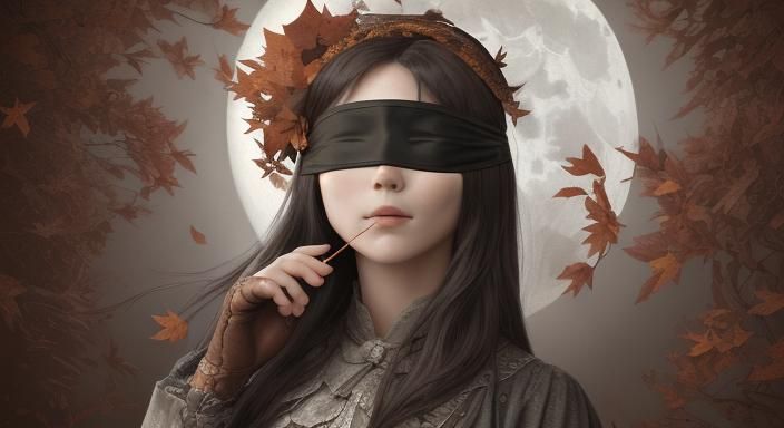 Blindfolded eyes see, Autumn leaves under moonlight, Silent ...