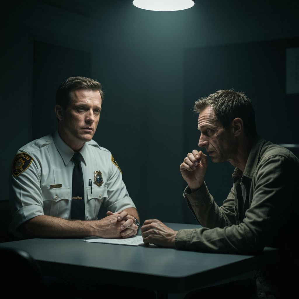 Film Noir Interrogation Scene in Dark, Moody Style