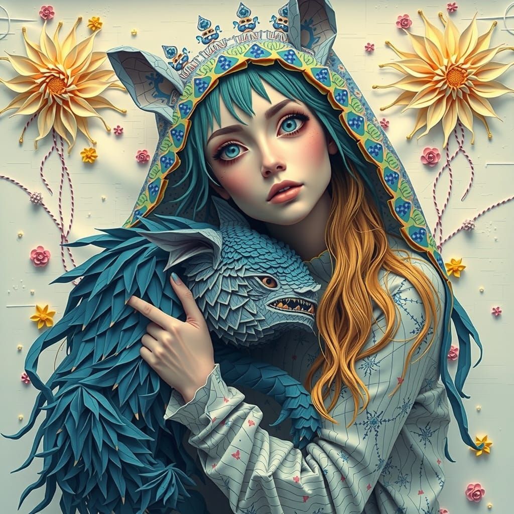 Origami Paper Sculptures in a Playful Style