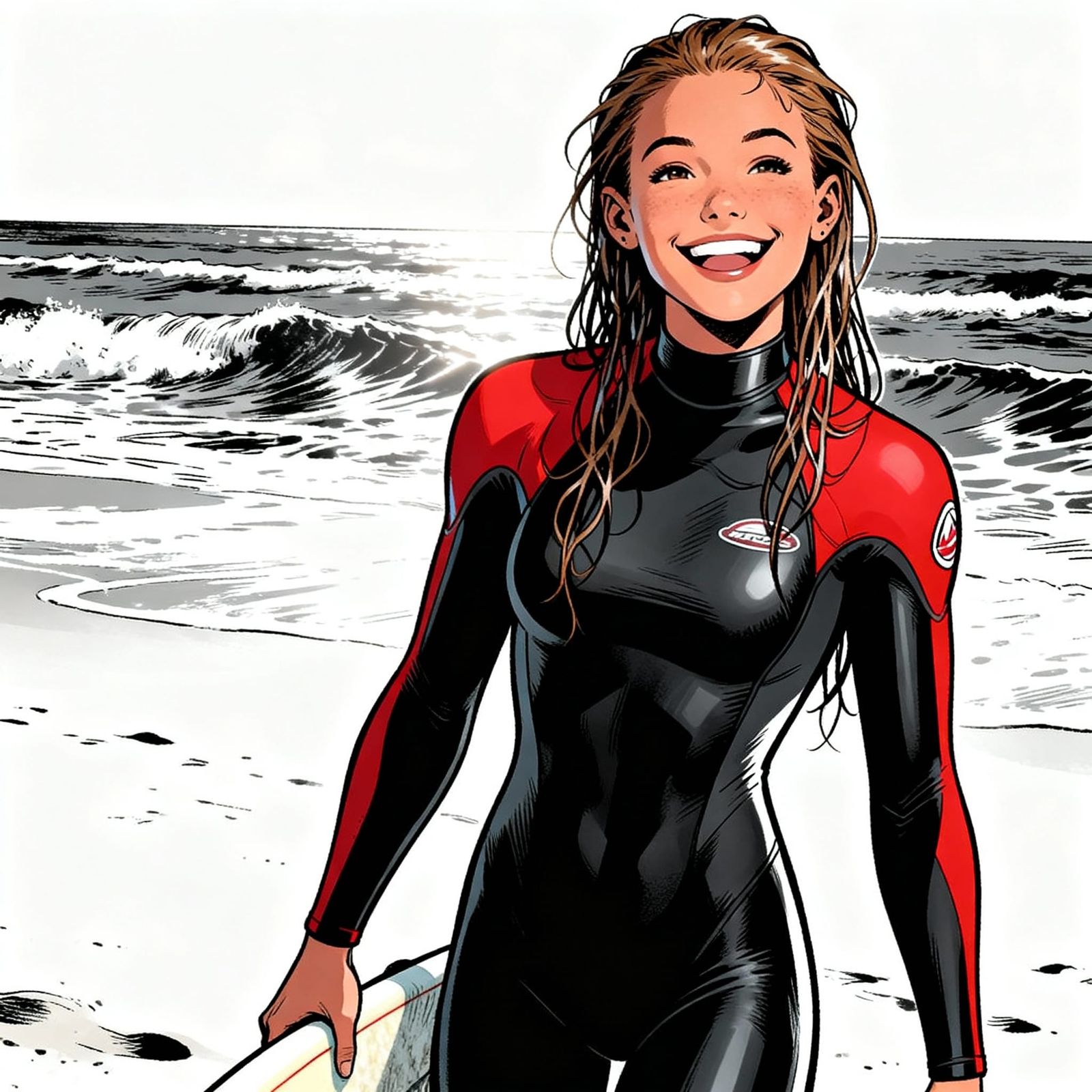 Surfer Girl Enjoys Sun After Competition