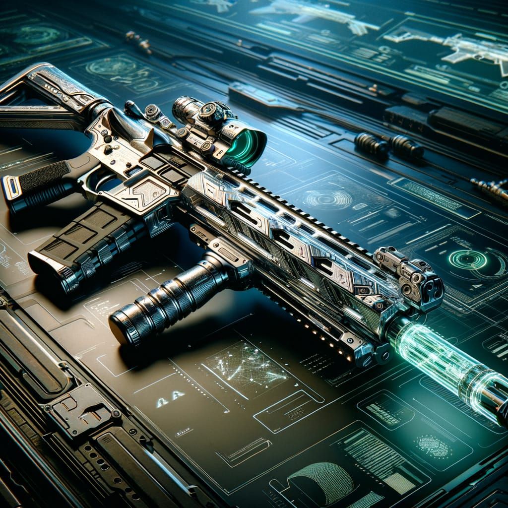 Cyberpunk Rifle in Futuristic Warfare