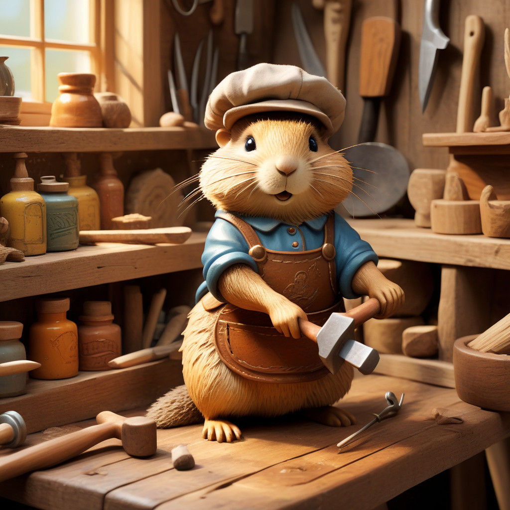 Gopher Carpenter Creates Whimsical Wooden Boat in Sunny Work...