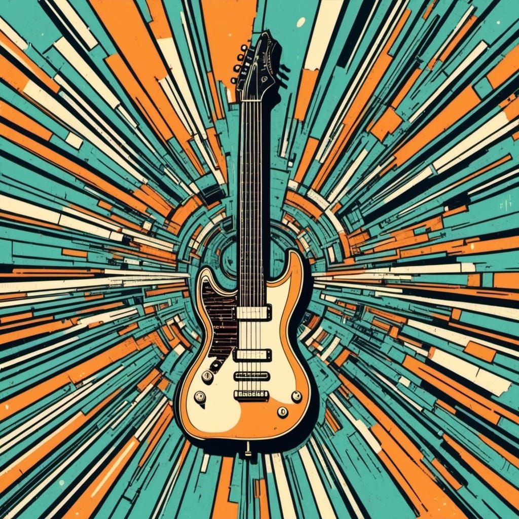 Retro-Futuristic Guitar Design in Geometric Bauhaus Style