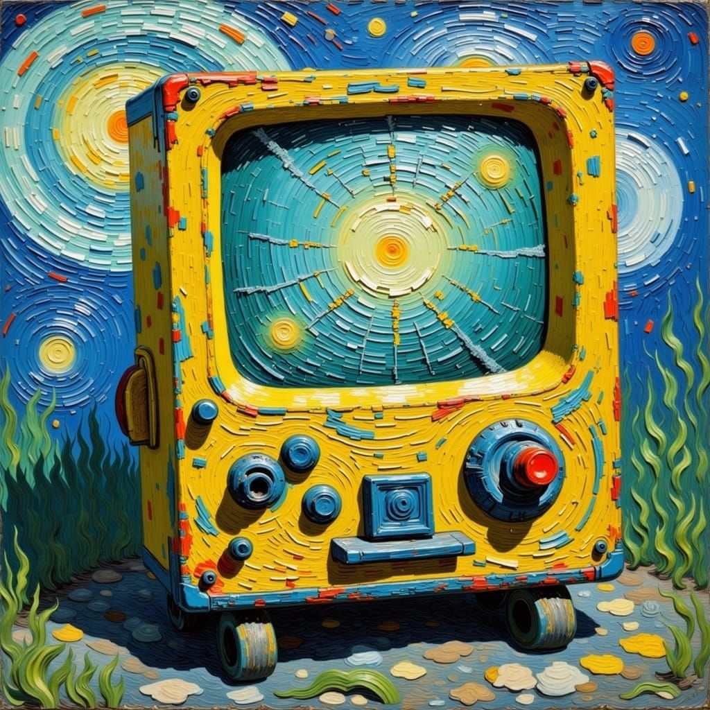 Cracked Pip-Boy in Van Gogh Style