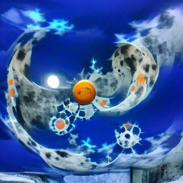 Desolate Landscape Under Giant Moon in Digital Art