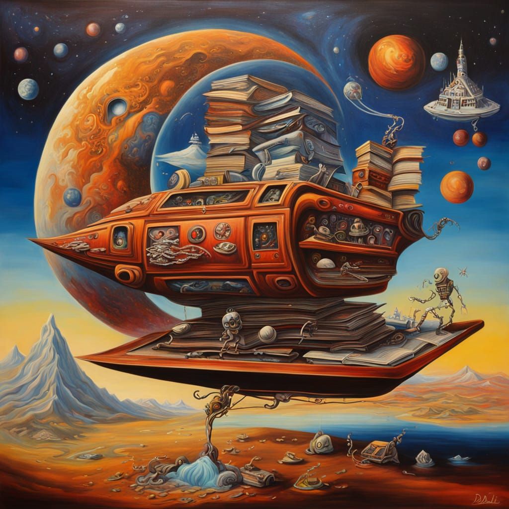 Surreal Cosmic Dreamscape in Dali-Inspired Style