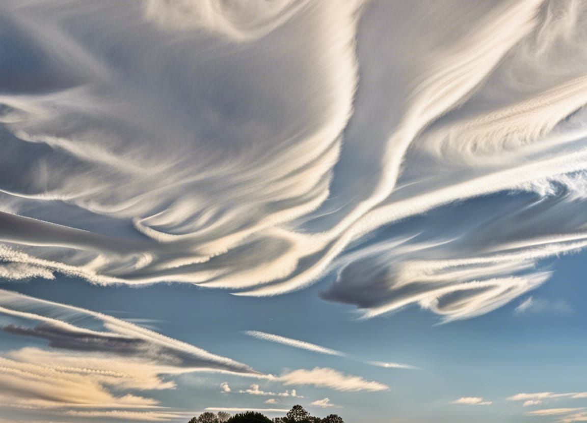 Pillowy clouds that look like a horse drawn carriage