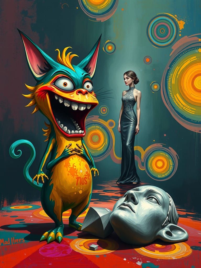 Surreal CATDUCKLEMUR Emerges in Vibrant, Abstract Patterns