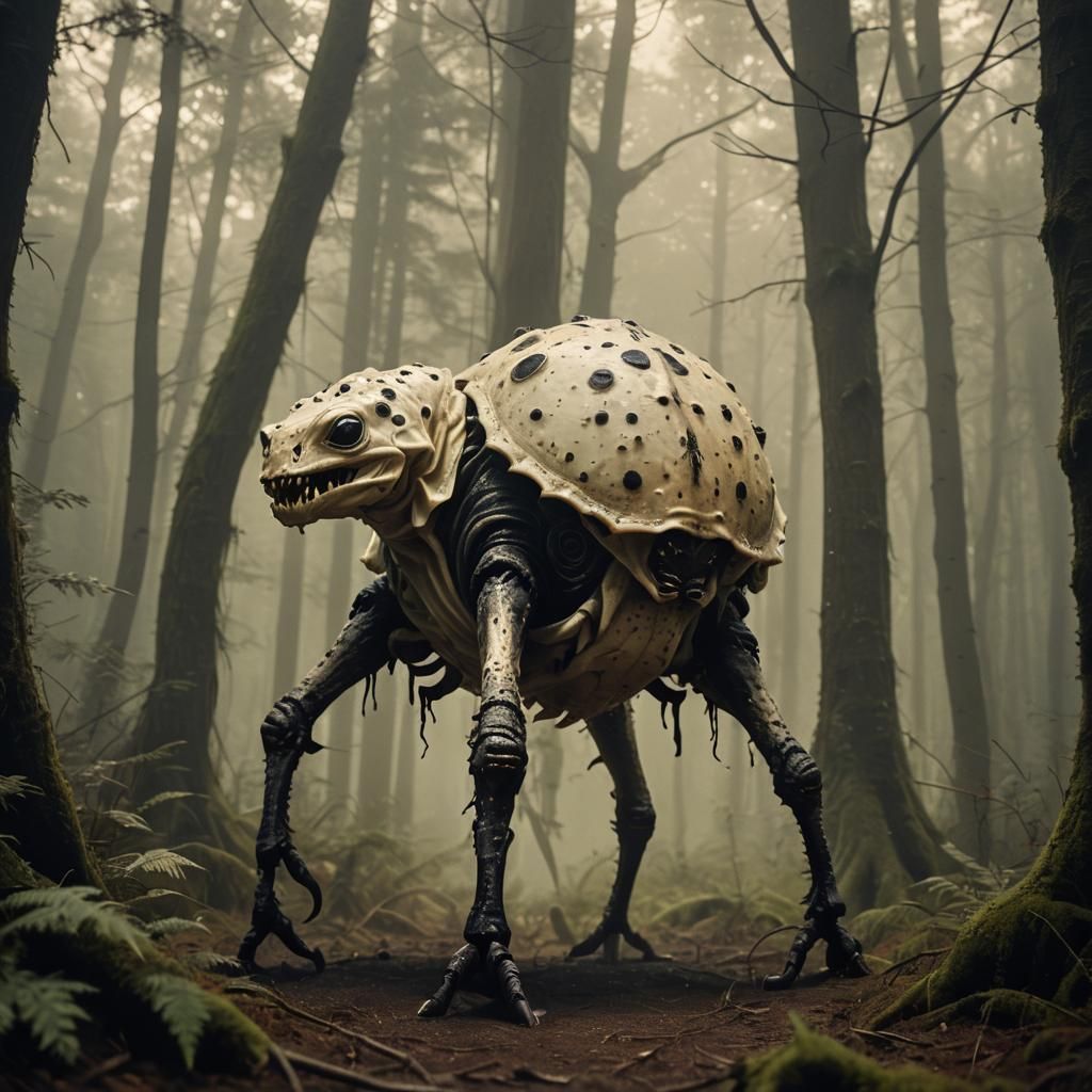 Cinematic Creature in Misty Forest