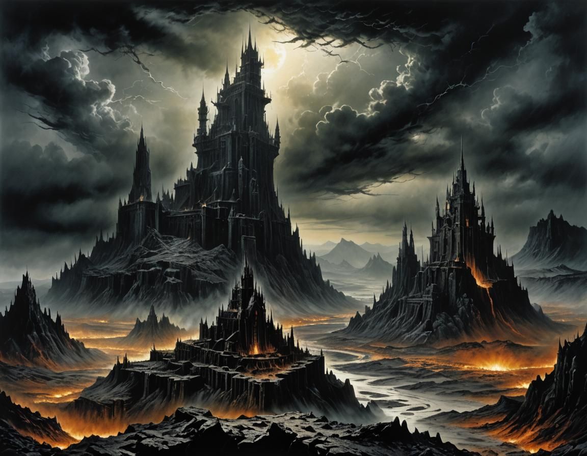 Evil Fortress in Barren Volcanic Wasteland