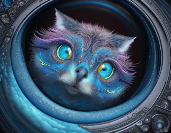 Hyperrealistic Alien on Encaustic Mandala in Desert