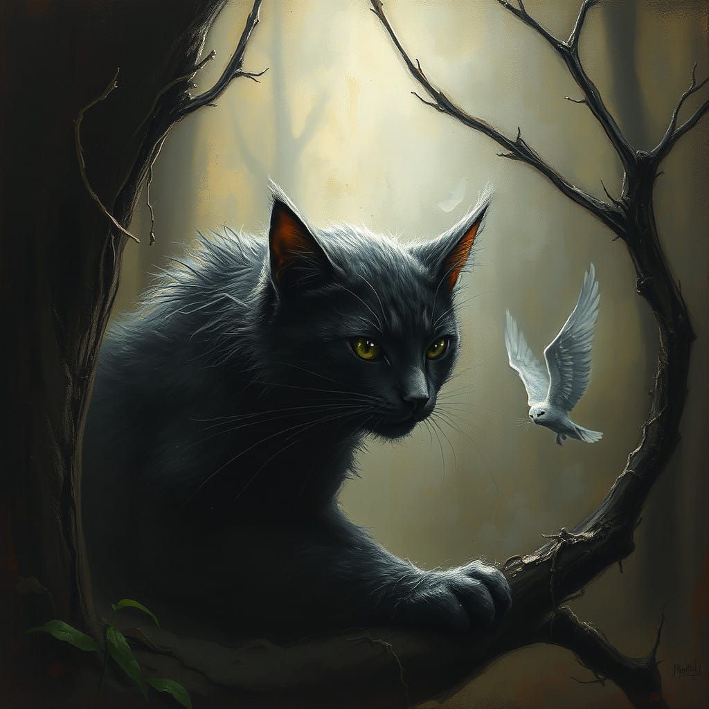 Surreal Morning Scene in Dark Fantasy Style