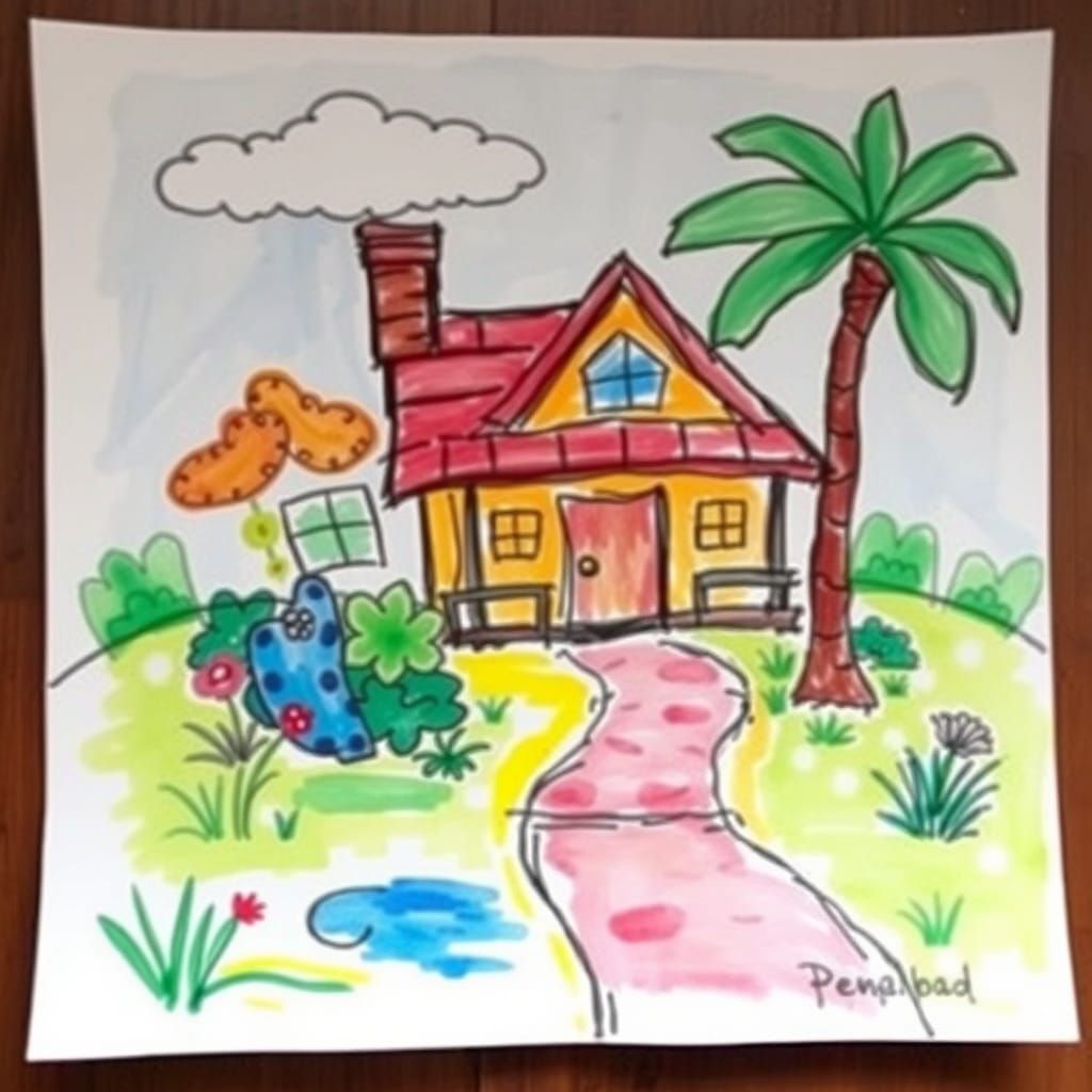 Whimsical, Clumsy Artwork with Visible Brushstrokes