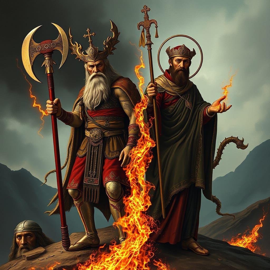 Slavic God and Christian Saint Symbolic Blend