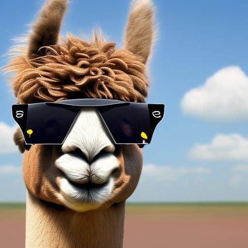 Chilling Alpaca with Sunglasses in Psychedelic Art