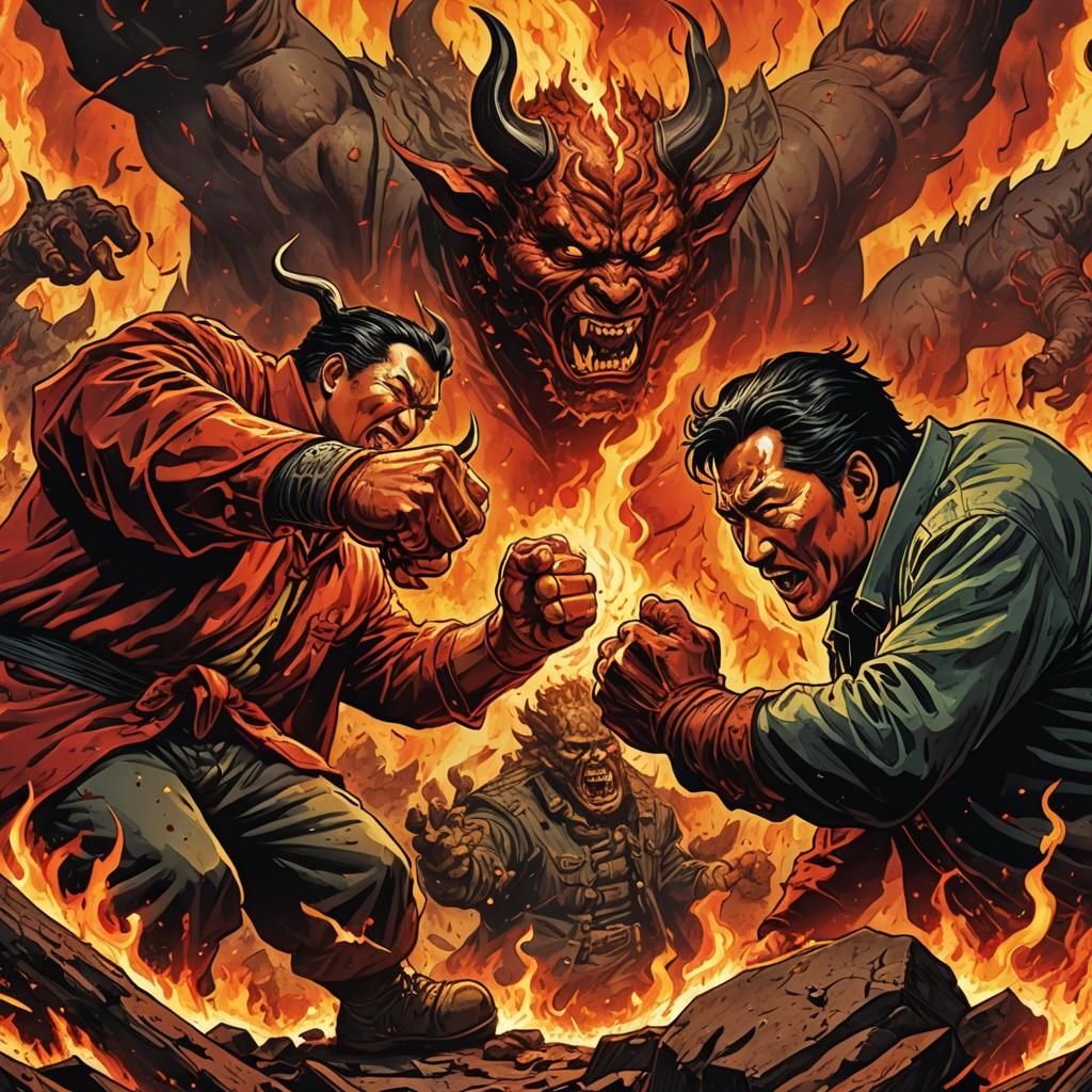 Mao Zedong vs Devil Arm Wrestling in Hell