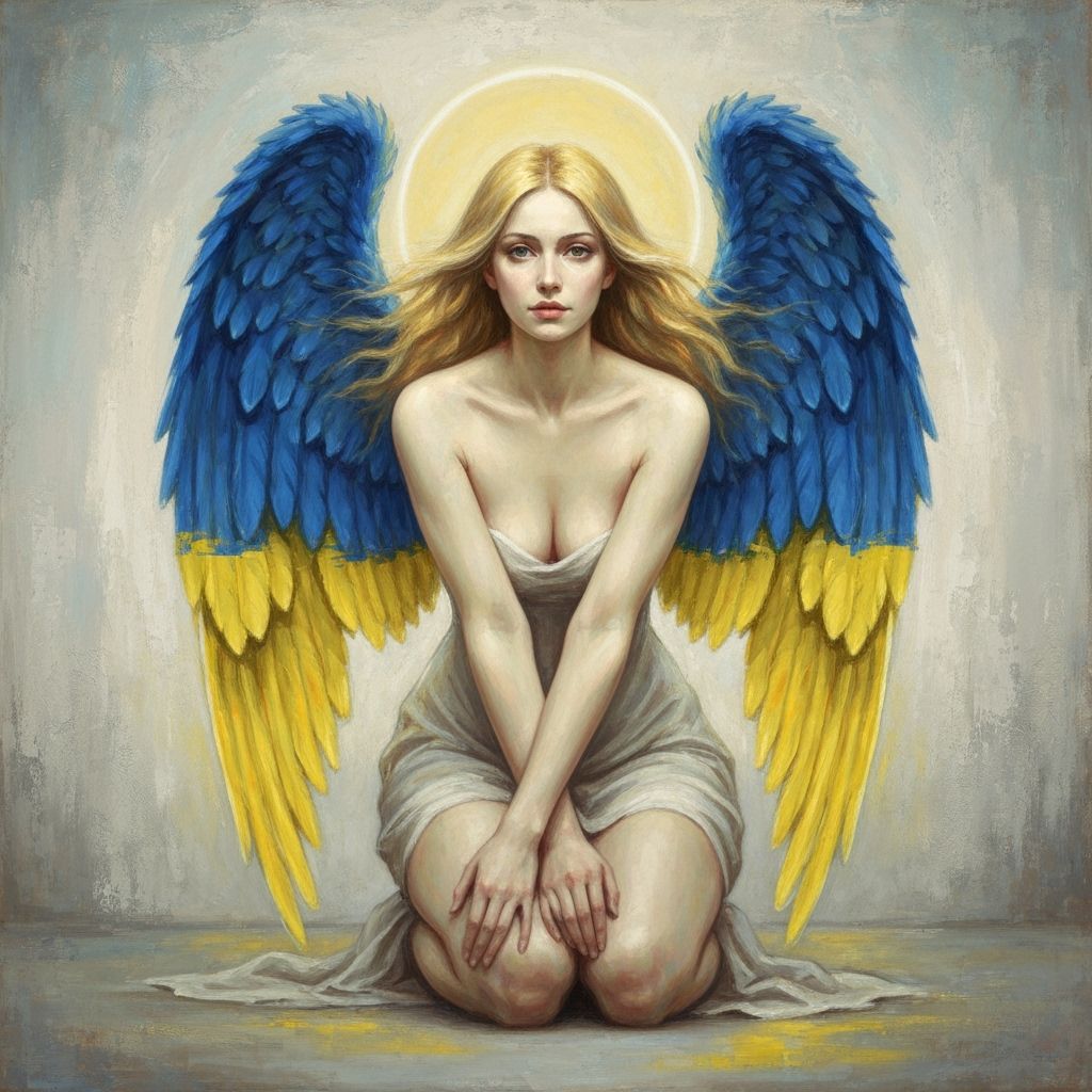 Ethereal Angelic Figure in Textured Acrylic Painting