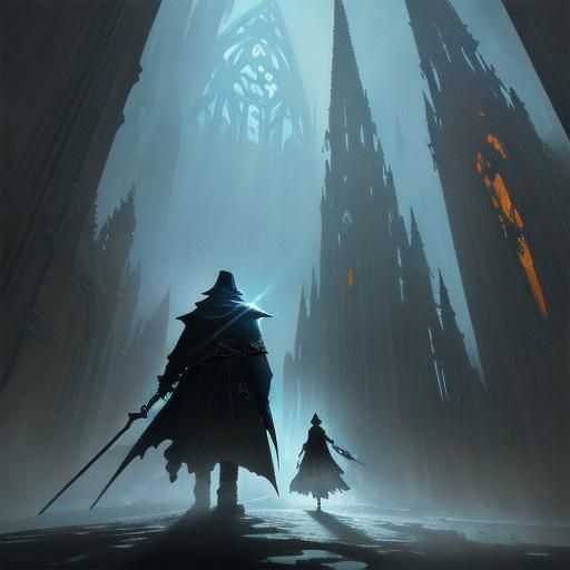 Grim Reaper Claims Knight in Ruined Cathedral