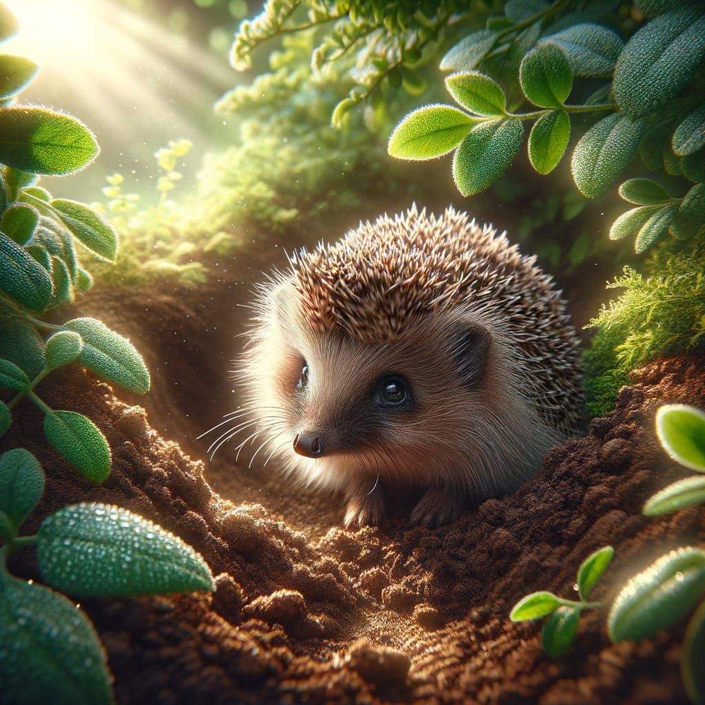 Hedgehog Wakes in Morning Sunlight