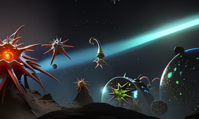 Little universe under the lens of a microscope