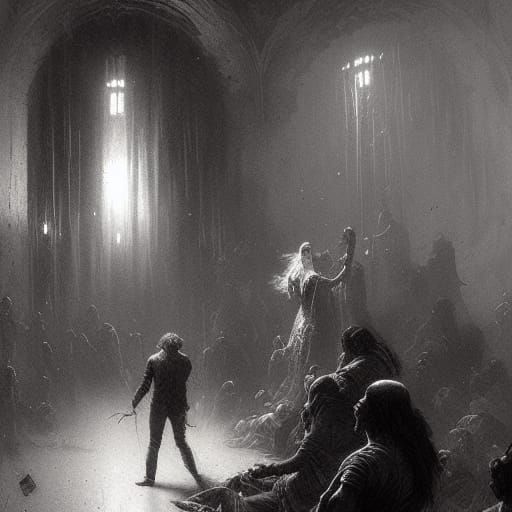 Terrifying Roadie in Gothic Horror Style
