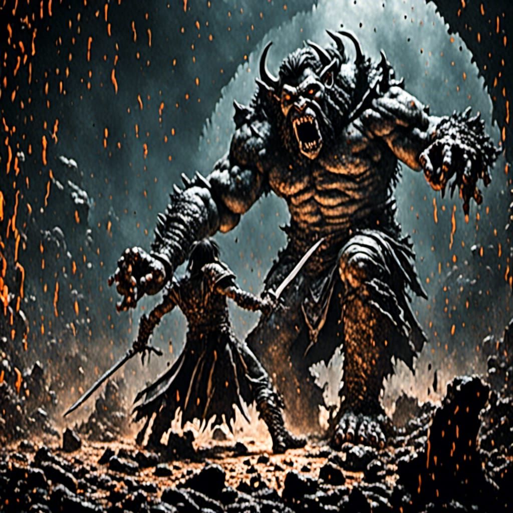 Detective vs. Wereorc in Gritty Sewer Landscape