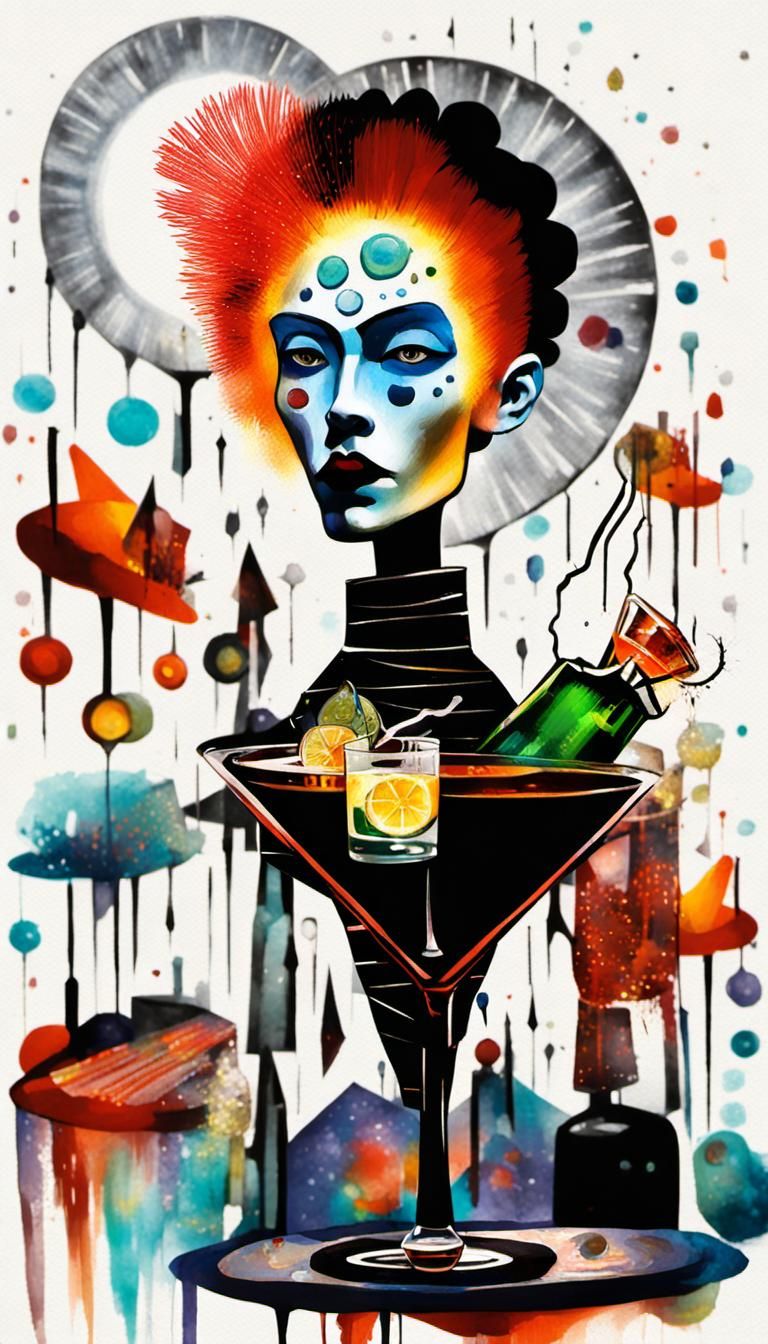 Androgynous Bartender at Cybergrunge Spaceport, Art Brut