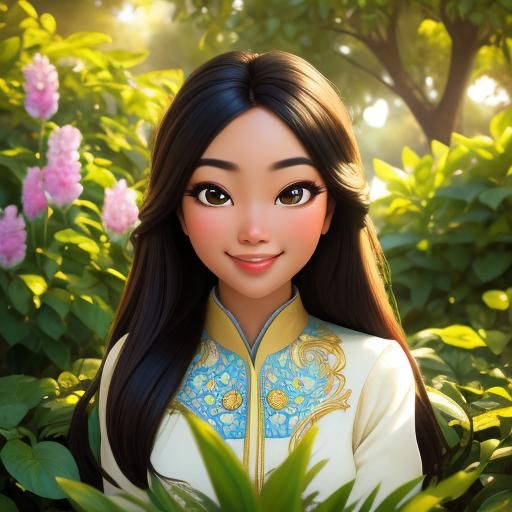 Radiant Girl in Sunny Garden: Portrait Photography