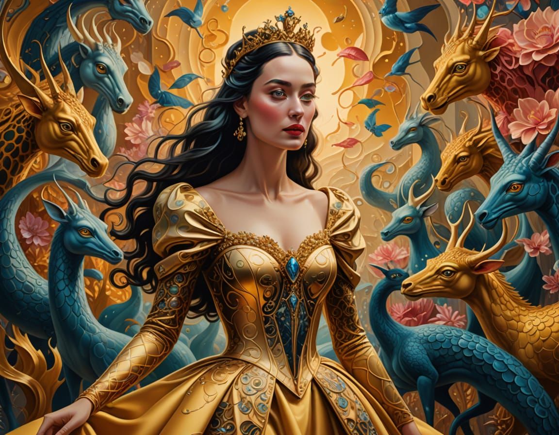 Surreal Princess in Whimsical Landscapes