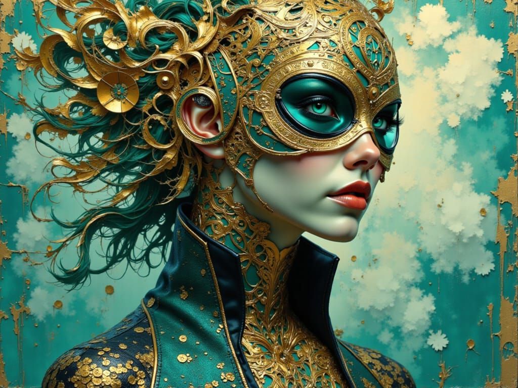 Steampunk Gentleman in Celtic Pattern, Detailed Texture