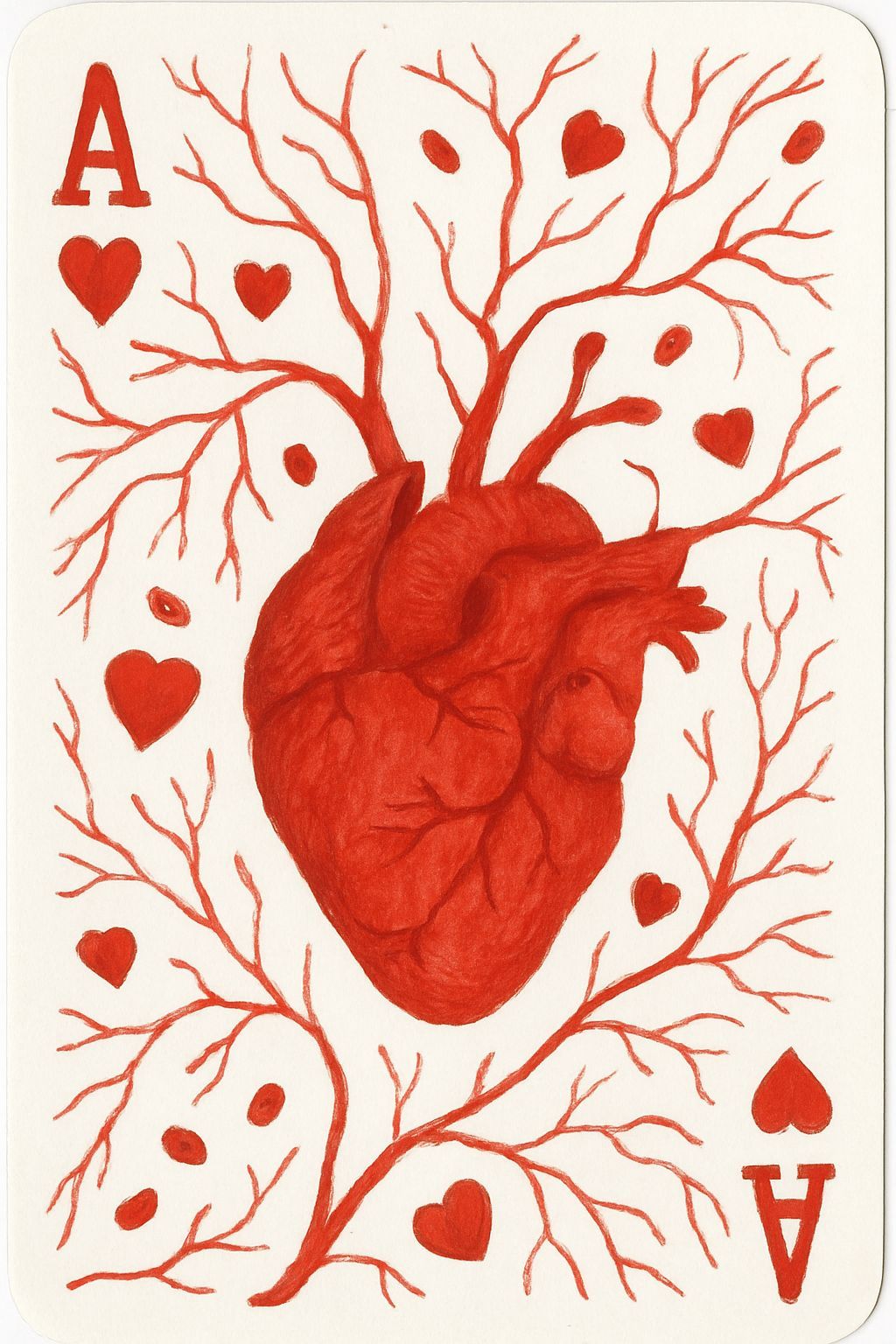 Ace of Hearts with Blood Veins and Aortas
