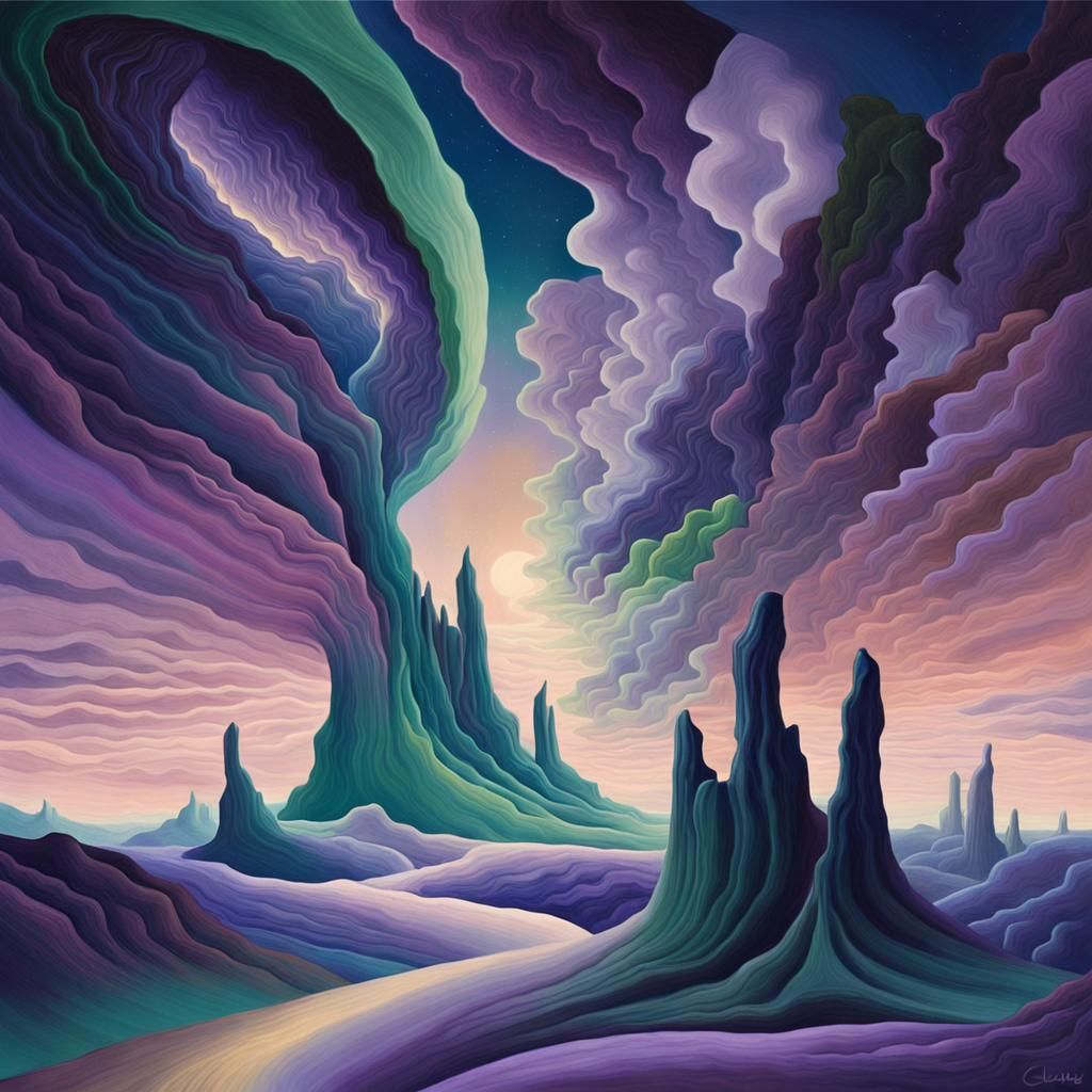 Surreal Landscape Shatters into Starry Vortex