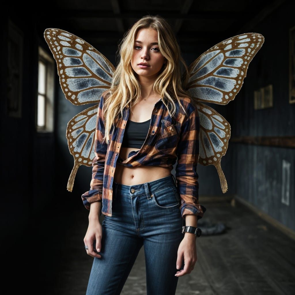 Grunge Boho Teen Portrait in Digital Art Style