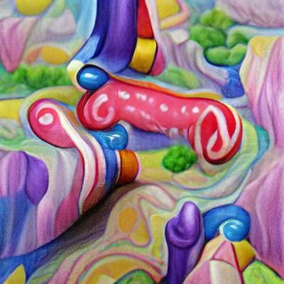 Vibrant Candyland Wonderland in Gouache Style