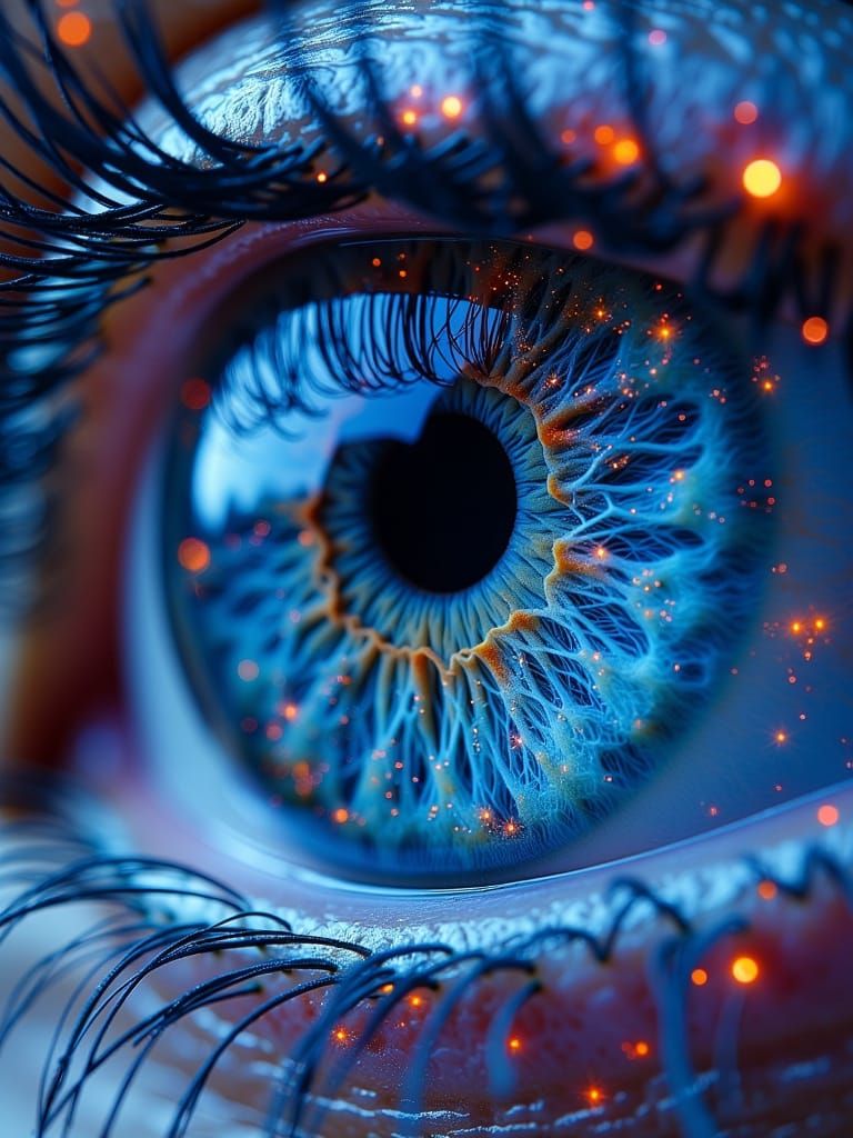 Surreal Cosmic Eye Macro Photography with Cyberpunk Neural N...