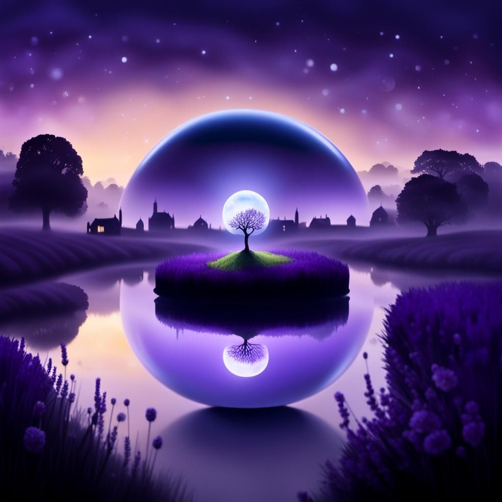 Dreamscape: Luminescent Pearl Over Misty Cotswolds Village