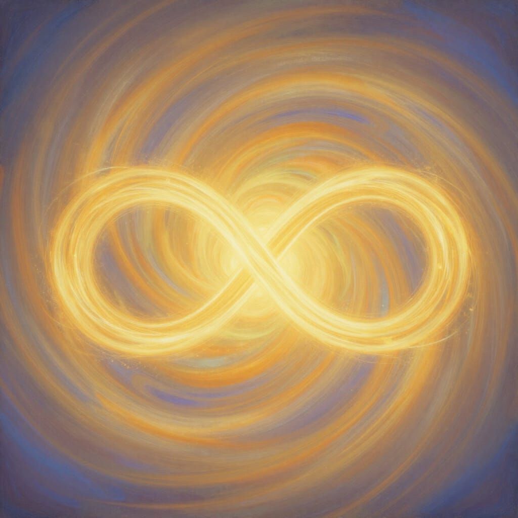 Golden Infinity Symbol of Love in Abstract Digital Style