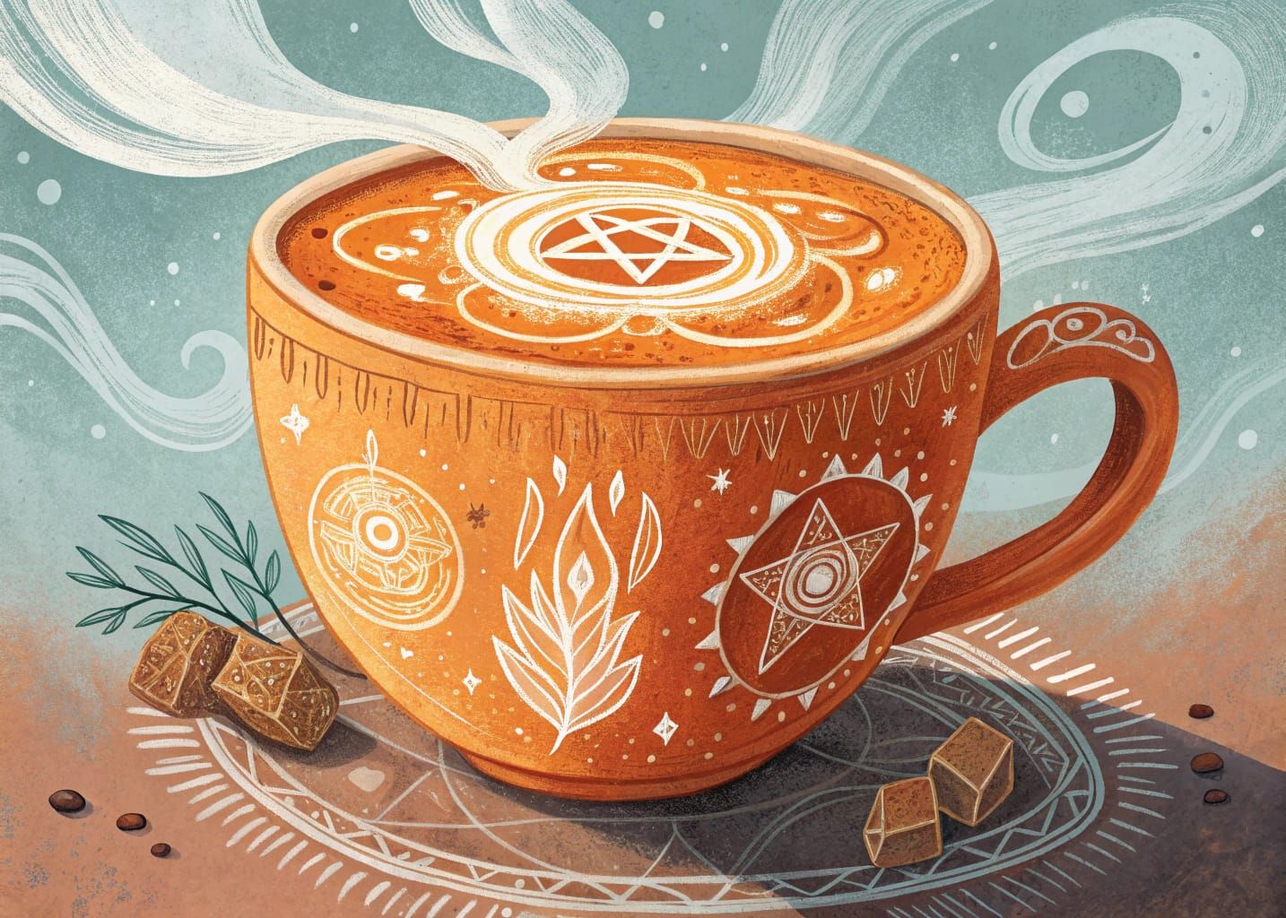 Vibrant Orange Cappuccino in Arcane Clay Cup