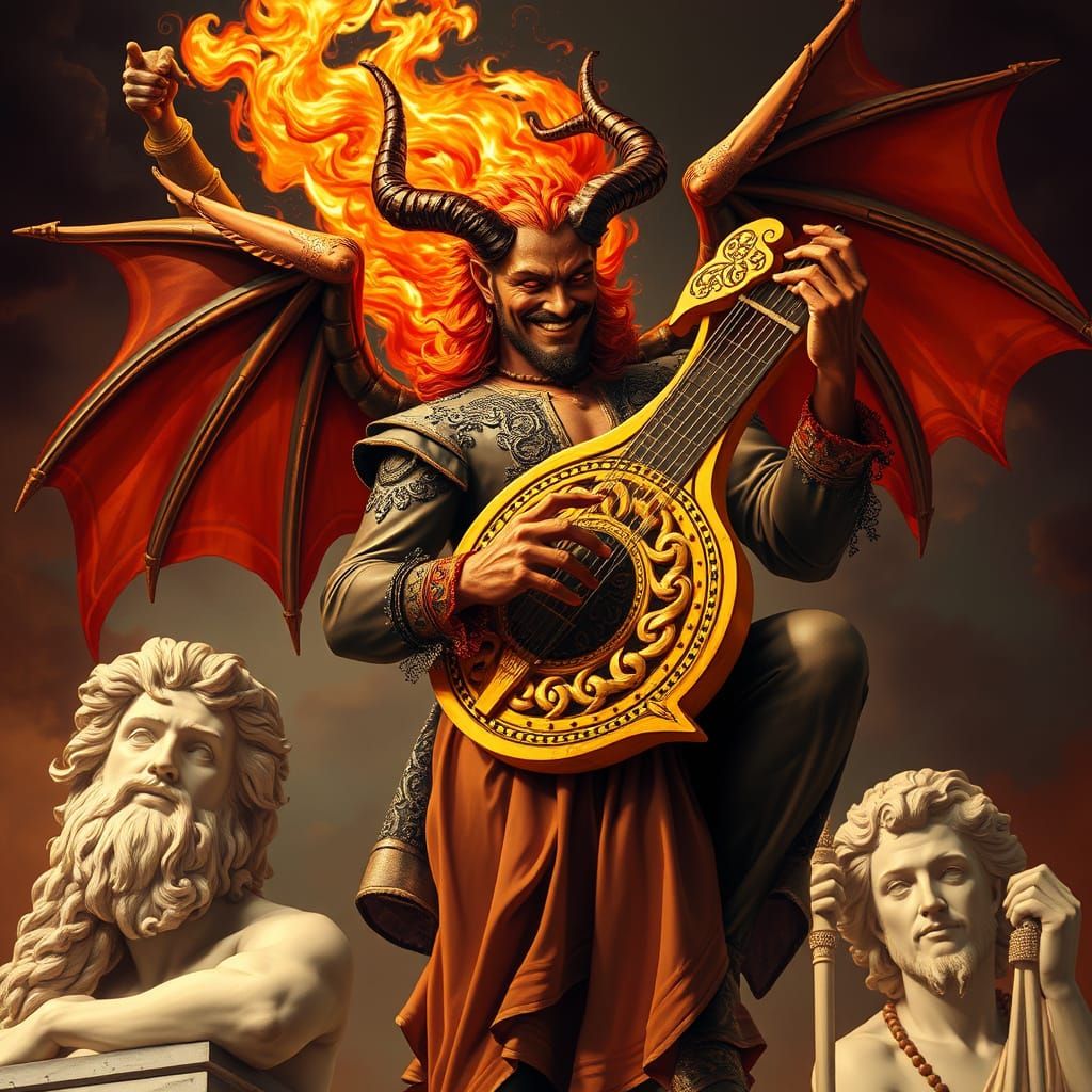 Dark Lord Plays Golden Lyre in Baroque Splendor