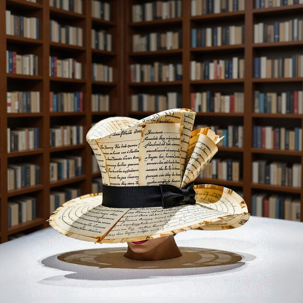 High Fashion Hat Crafted From Old Manuscripts