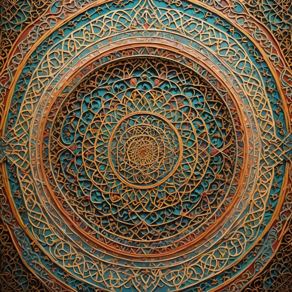 Intricate Moroccan Geometric Art in Oil Painting Style
