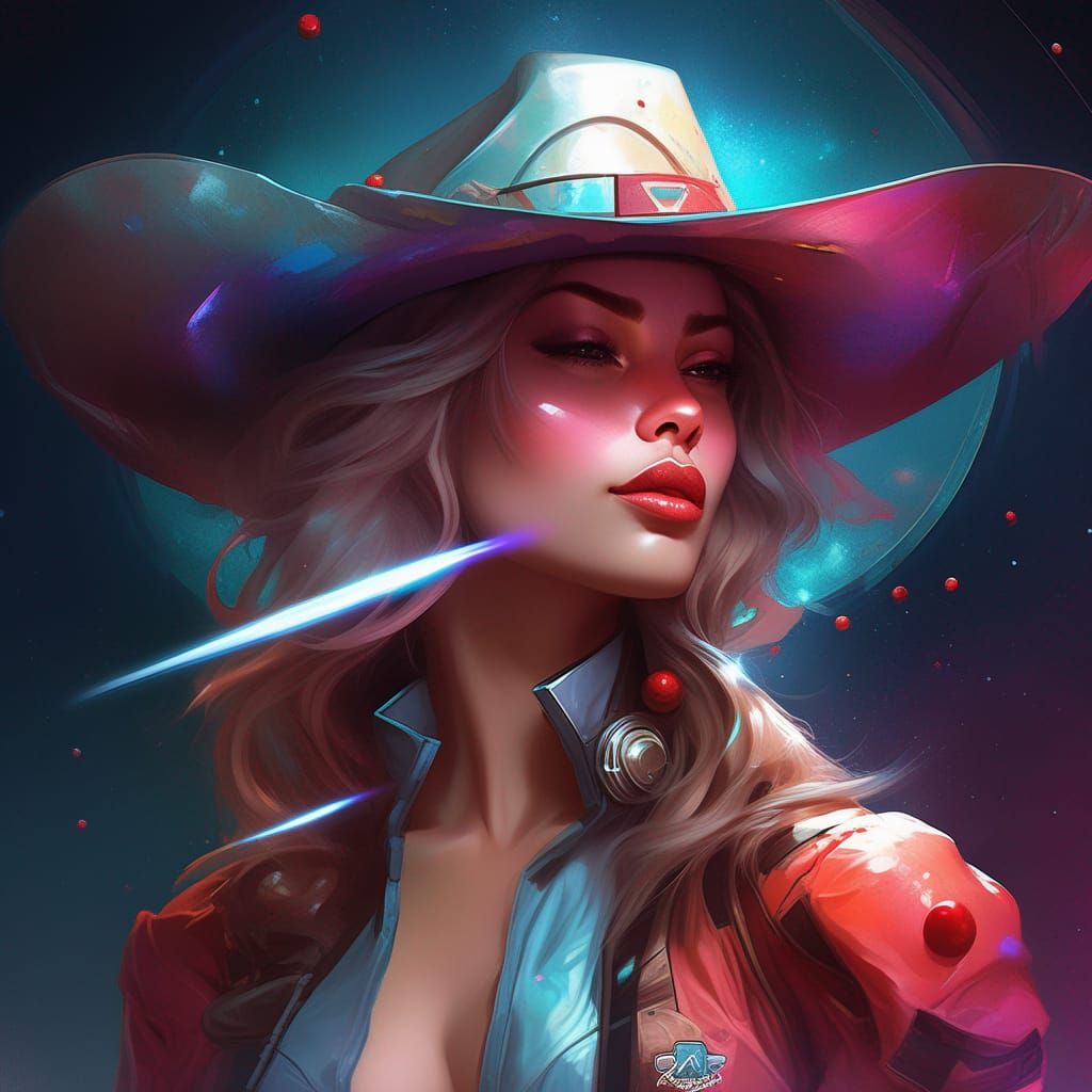 Hyperdetailed Space Cowgirl Portrait in Art Nouveau Style
