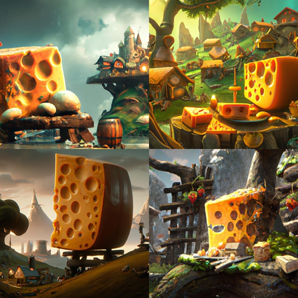 Fantastical Cheese Detailed Matte Painting