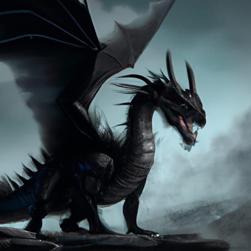 Epic Black Dragon: Digital Matte Painting