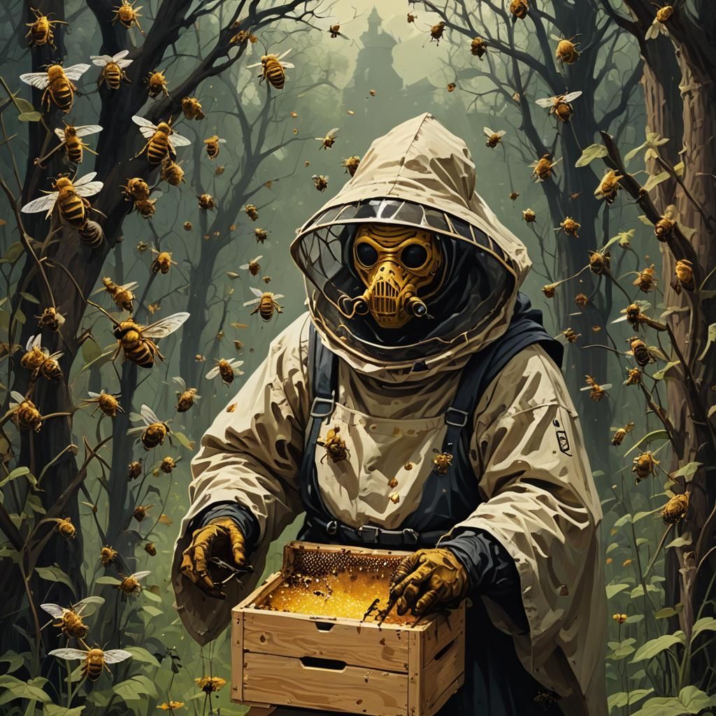Gothic Beekeeper Honey: Sinister Dark Fantasy Art