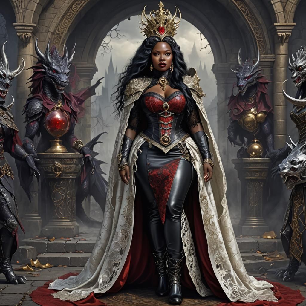 Gothic Empress in Leather and Lace with Dragons