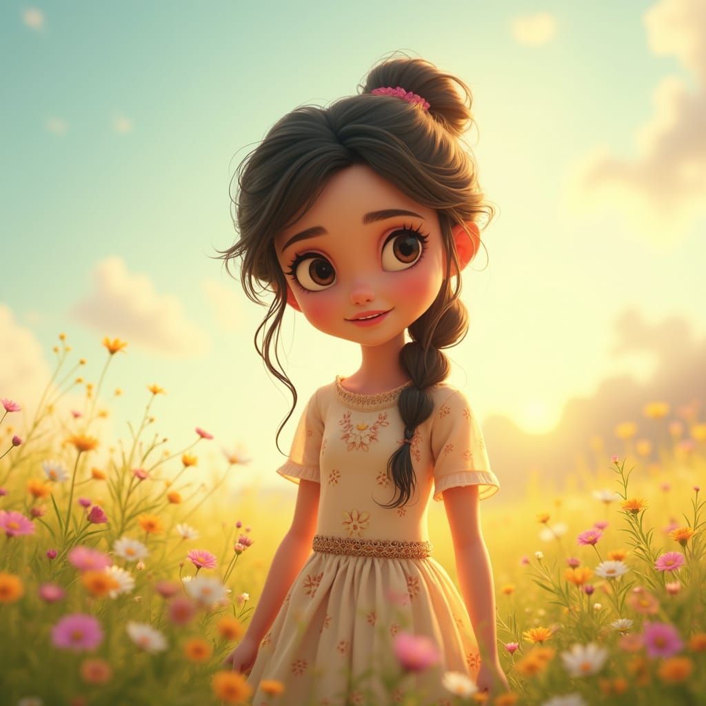 Whimsical Fairy in a Vibrant Meadow